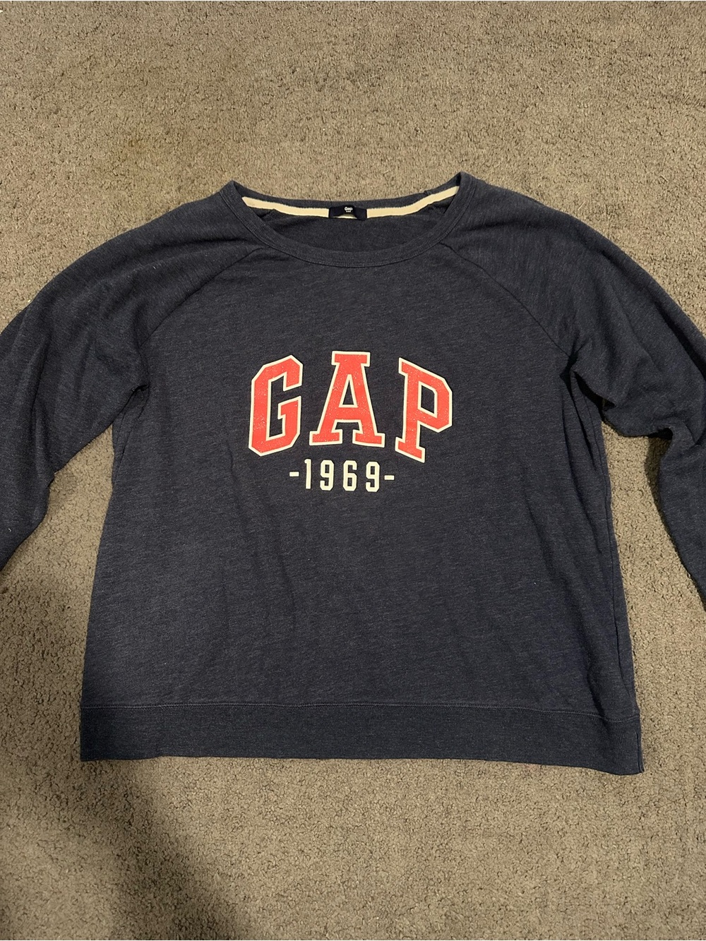 Gap Navy Blue Crewneck Sweatshirt Pink Sparkly Logo Womens XXL